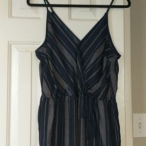 Navy blue and white romper
